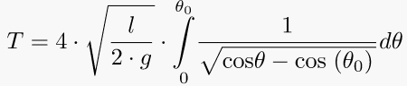 Arbitrary aplitude period of pendulum