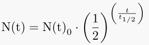 Exponential decay with half life