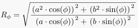 Geocentric radius of the earth